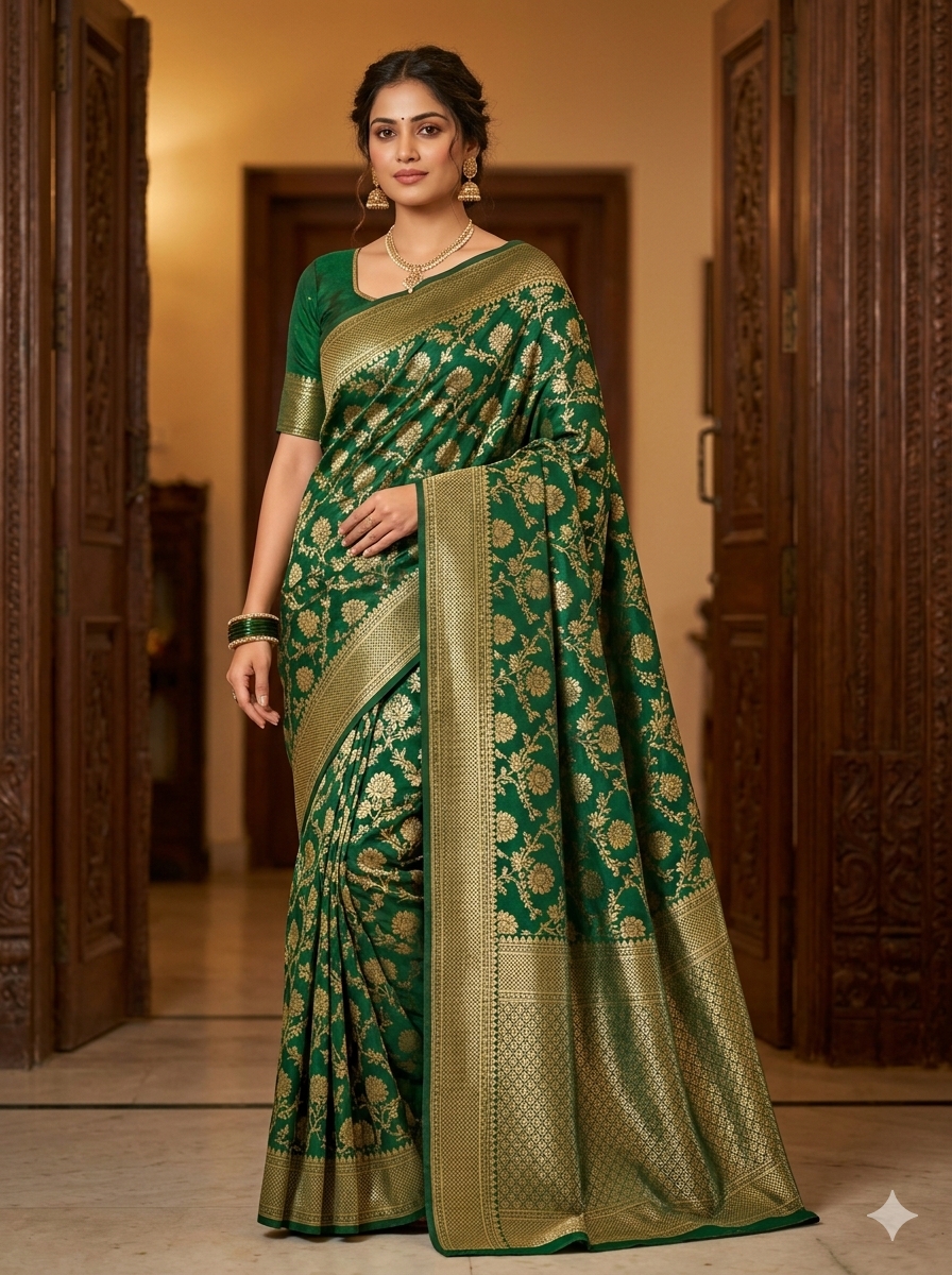 Demo Ivory Gold Wedding Saree