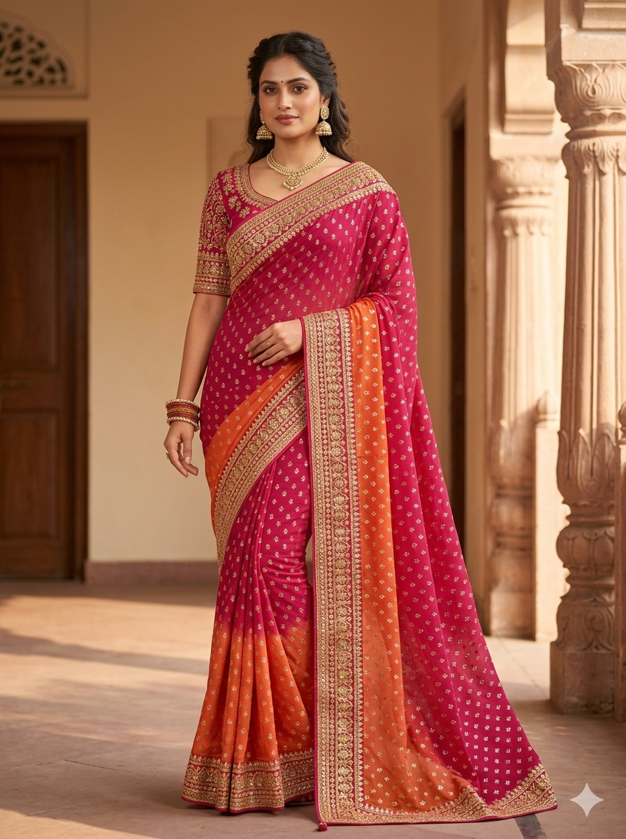 Demo Wine Red Banarasi Saree